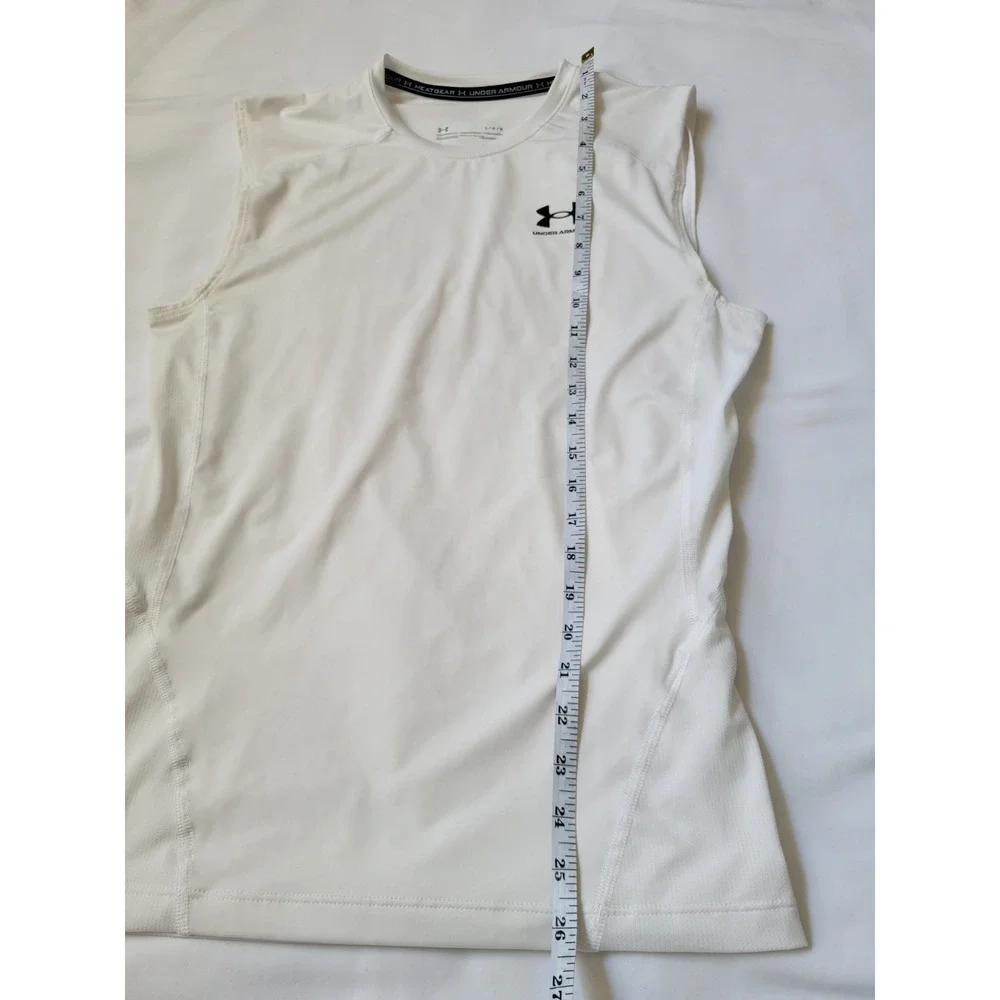 Under‎ Armour Heatgear Men Jock White Sleeveless Compression Shirt Large